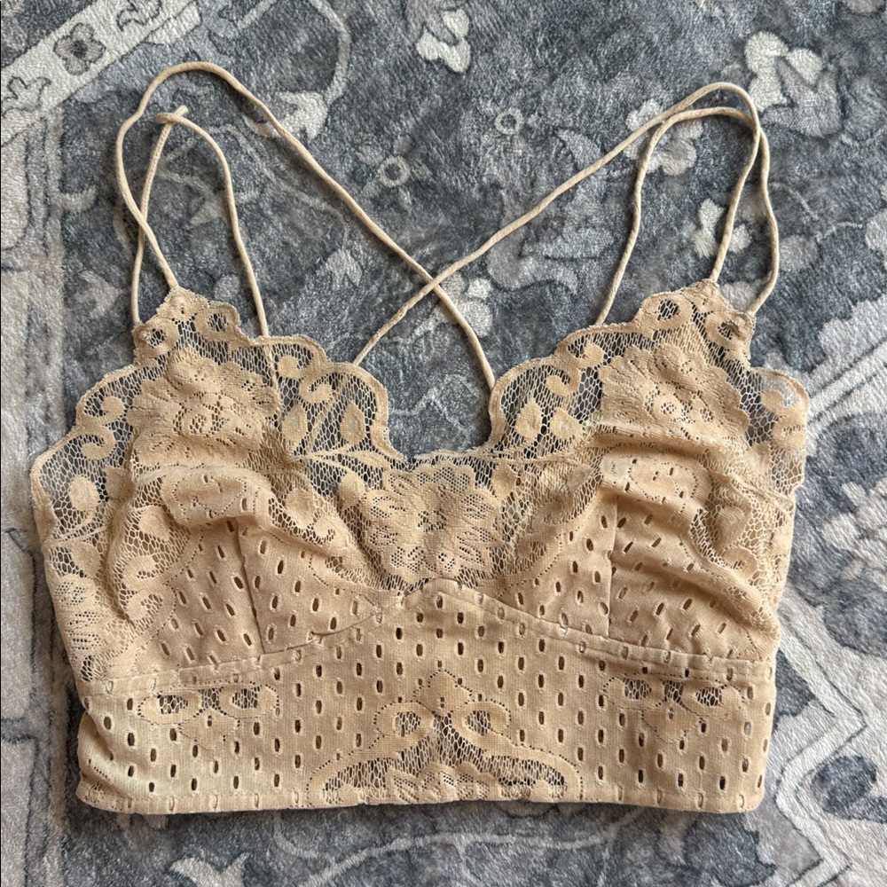 Free People Lace Bandeau in Beige